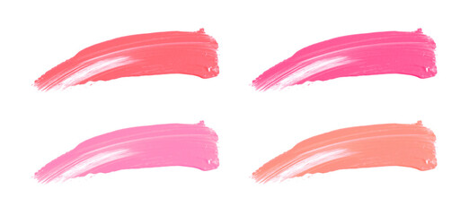 Lip gloss in different colors. Set of smears