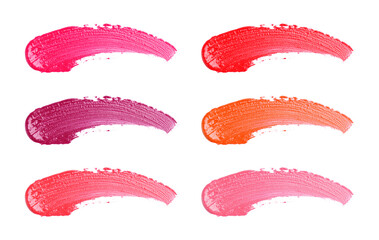 Lip gloss in different colors. Set of smears