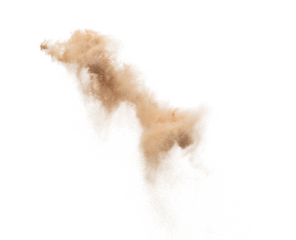 Circle Sand Storm desert with wind blow spin swirl around. Golden Yellow sand tornado storm with high wind. Fine Sand circle around, White background Isolated throwing particle element object