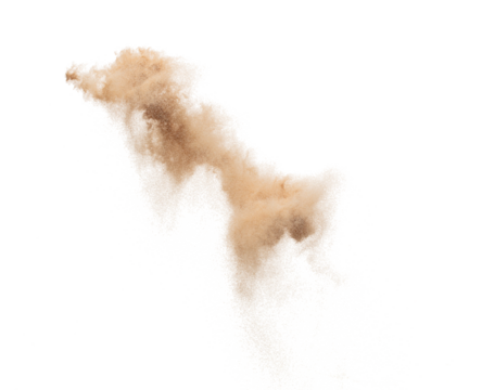 Circle Sand Storm desert with wind blow spin swirl around. Golden Yellow sand tornado storm with high wind. Fine Sand circle around, White background Isolated throwing particle element object