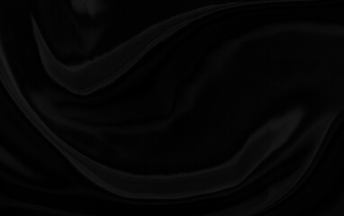 Black gray satin dark fabric texture luxurious shiny that is abstract silk cloth background with patterns soft waves blur beautiful. - obrazy, fototapety, plakaty