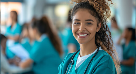 Portrait of a young female student nurse smiling
