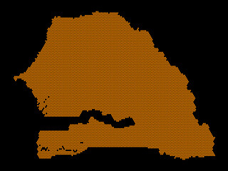 A sketching style of the map Senegal. An abstract image for a geographical design template. Image isolated on black background.