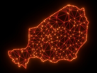 A sketching style of the map Niger. An abstract image for a geographical design template. Image isolated on black background.