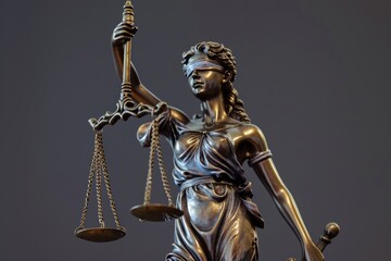 Obraz premium Statue of justice with scales of justice, legal law concept.