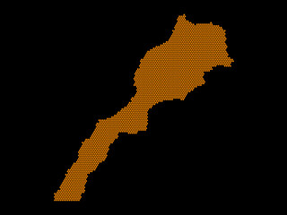 A sketching style of the map Morocco. An abstract image for a geographical design template. Image isolated on black background.