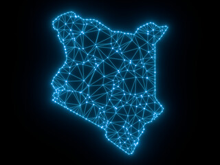 A sketching style of the map Kenya. An abstract image for a geographical design template. Image isolated on black background.