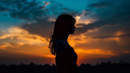 Fototapeta premium silhouette at sunset generative ai