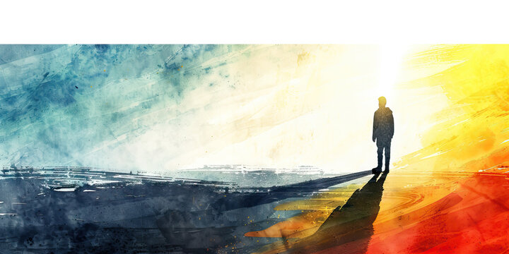 Social Anxiety: The Spotlight and Avoidant Stance - Picture a spotlight shining on someone in an avoidant stance, illustrating social anxiety