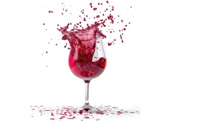 glass glass with Drink Splash red white background.