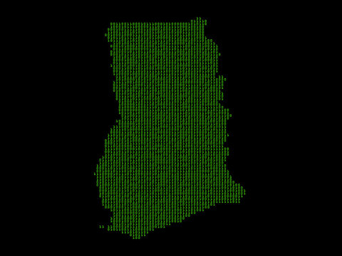 A sketching style of the map Ghana. An abstract image for a geographical design template. Image isolated on black background.