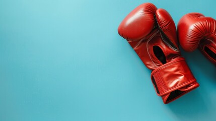 pair of boxing gloves, plain color background generative ai