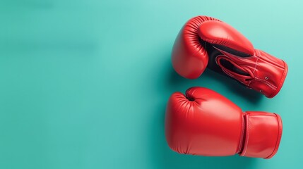 pair of boxing gloves, plain color background generative ai