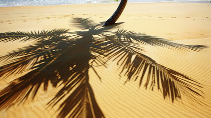 Shadow of beach tree - obrazy, fototapety, plakaty