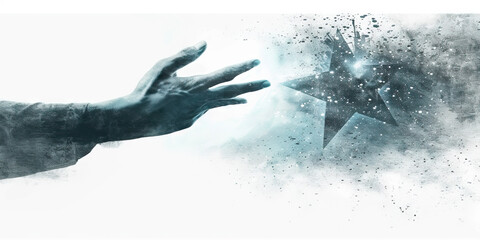 Longing: The Hand Reaching for a Fading Star - Picture a hand reaching up towards a star that is fading away, illustrating the feeling of longing for something out of reach