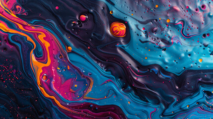 Spilled paint abstract computer desktop background. Vibrant colors. 