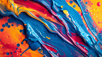 Spilled paint abstract computer desktop background. Vibrant colors. 