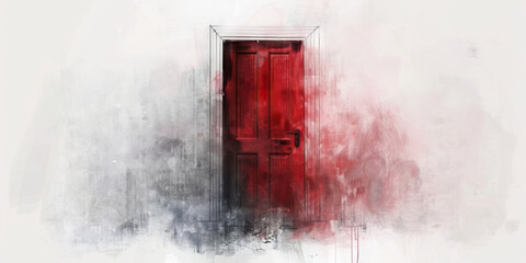 Rejection: The Closed Door and Turned Back - Visualize a closed door with someone's back turned, illustrating the feeling of rejection - obrazy, fototapety, plakaty