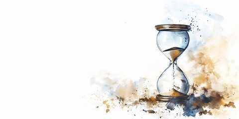 Regret: The Hourglass and Falling Sand - Visualize an hourglass with sand slowly running out, illustrating the feeling of regret for lost time or opportunities. - obrazy, fototapety, plakaty