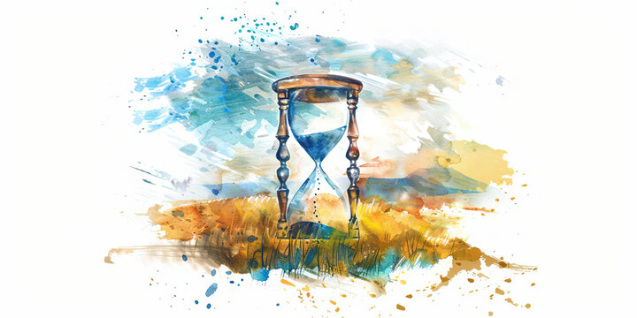 Regret: The Hourglass and Falling Sand - Visualize an hourglass with sand slowly running out, illustrating the feeling of regret for lost time or opportunities.