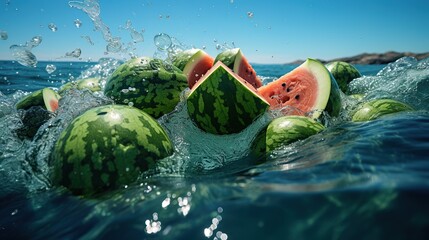 watermelon on water