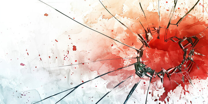 Heartache: The Cracked Mirror and Distorted Reflection - Picture a cracked mirror reflecting a distorted image, illustrating the pain of heartache and emotional turmoil.