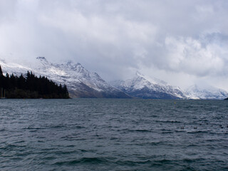 Lake Wakatipu And Snow Covered Mountains