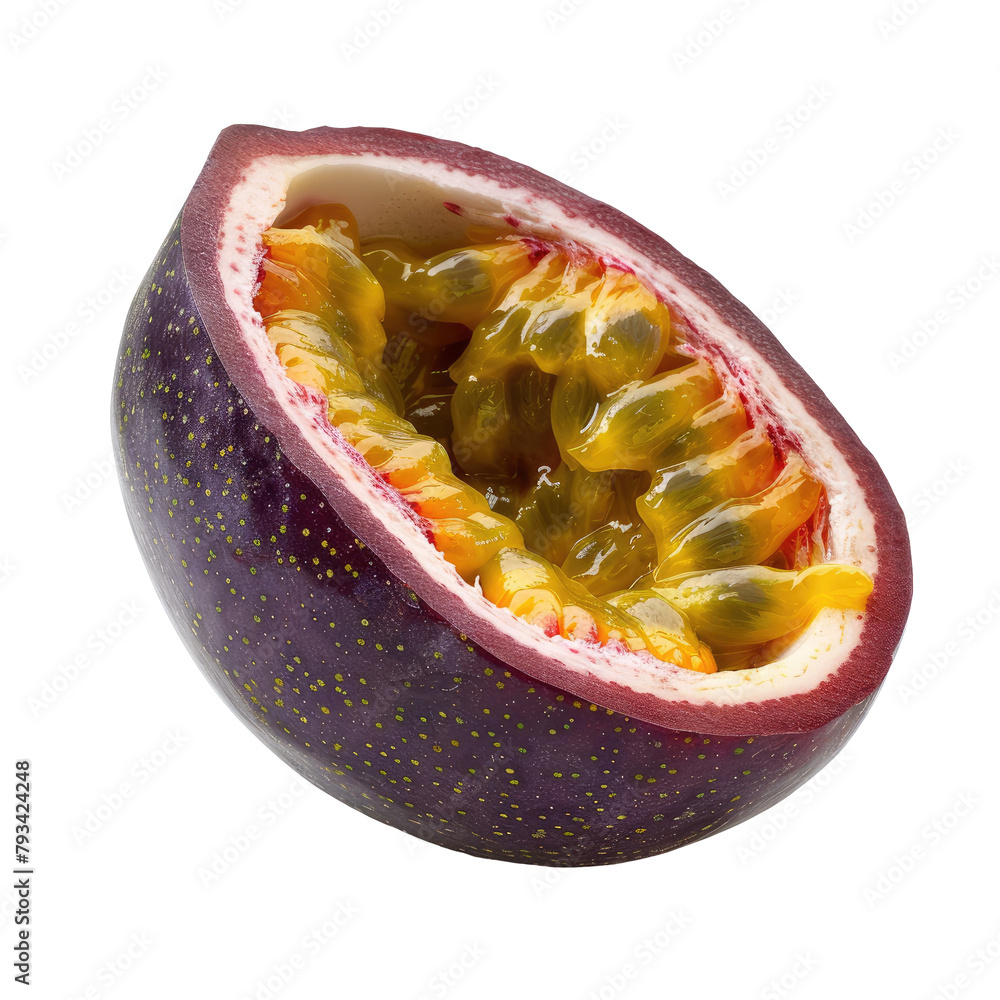 Poster a vibrant passion fruit captured solo against a transparent background with a neatly clipped path on