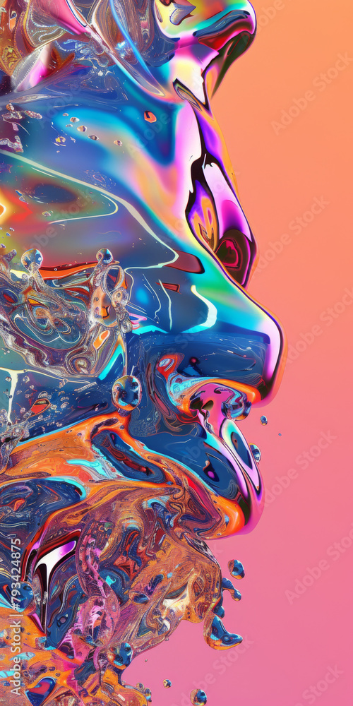 Poster abstract colorful paint swirls with fluidity - a vivid display of abstract paint swirls, this image 