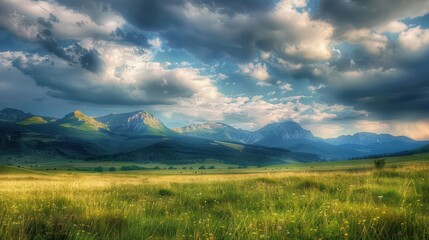 Fototapeta premium landscape with mountain views and misty clouds