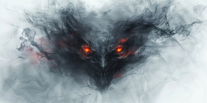 Vengeful Spirit: The Dark Aura and Malevolent Gaze - Imagine a dark aura surrounding a ghost with a malevolent gaze, illustrating the vengeful nature of a spirit