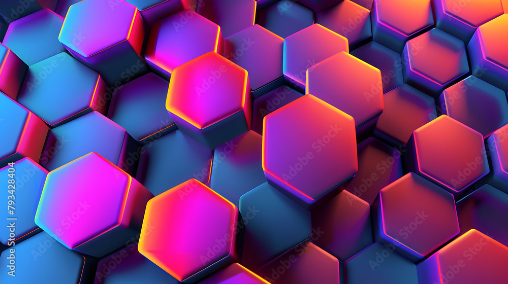Poster a colorful hexagonal pattern of hexagons