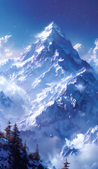 snow covered mountains