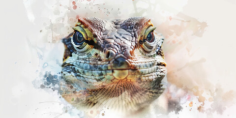 Survival: The Quick Reflexes and Alert Eyes - Visualize a lizard with quick reflexes and alert eyes, illustrating the concept of survival in the wild
