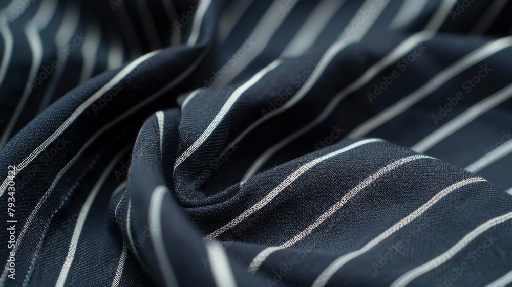 Poster soft black fabric with white stripes detail - detailed view of soft black fabric with white stripes 