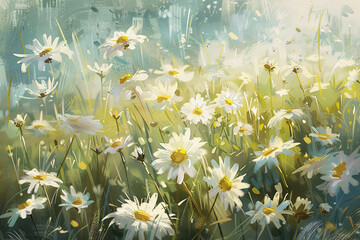 Fototapeta na wymiar daisies in a field