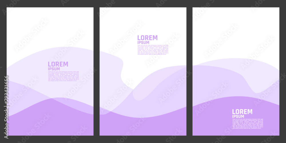 Wall mural three vertical banners with purple waves