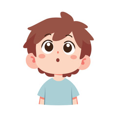 cute child boy cartoon character look up cartoon kawaii vector illustration template design
