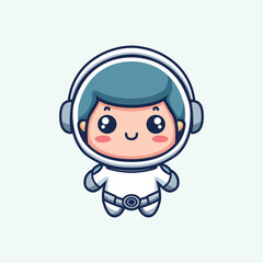 cute astronaut floating pose cartoon kawaii vector illustration template design