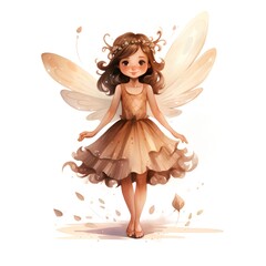 Cute little fairy girl. Watercolor illustration isolated on white background