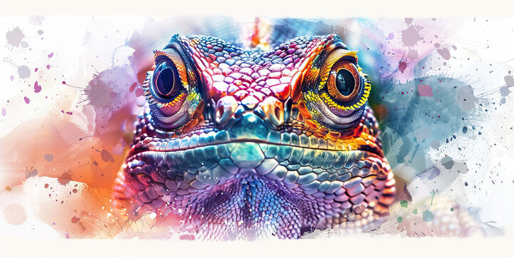 Mystery: The Unblinking Eyes and Enigmatic Presence - Visualize a lizard with unblinking eyes and an enigmatic presence, illustrating the concept of mystery.