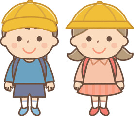 ランドセルを背負った男の子と女の子