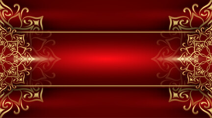 luxury red background with golden mandala ornament