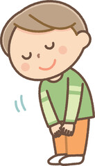 Obraz premium お辞儀をする小学生の男の子