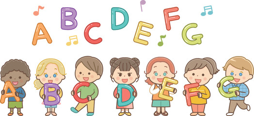 アルファベットを持つ世界の子供