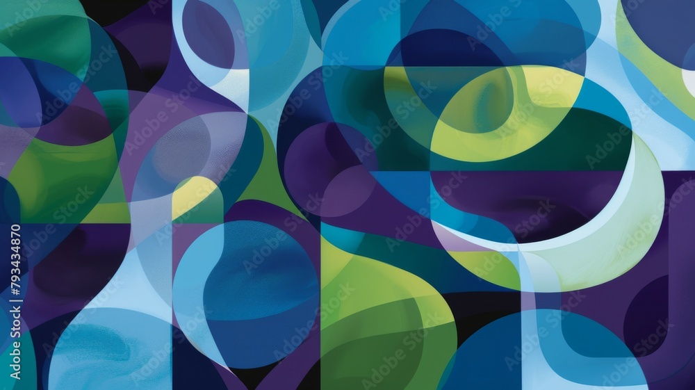 Poster abstract colorful shapes overlapping each other - this image features a vibrant combination of abstr
