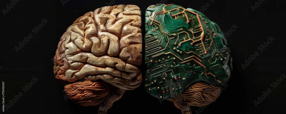 Wall mural human brain and circuit board conceptual image