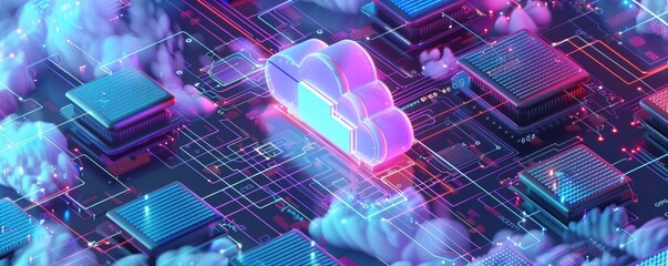 Futuristic cloud computing concept illustration