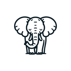 The elephant line art icon logo. Vector illustration.