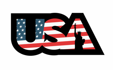 united states of america with the silhouette of the statue of liberty